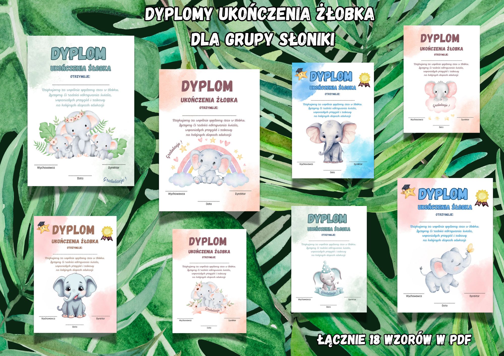 DYPLOMY UKOŃCZENIE ŻŁOBKA GRUPA SŁONIKI