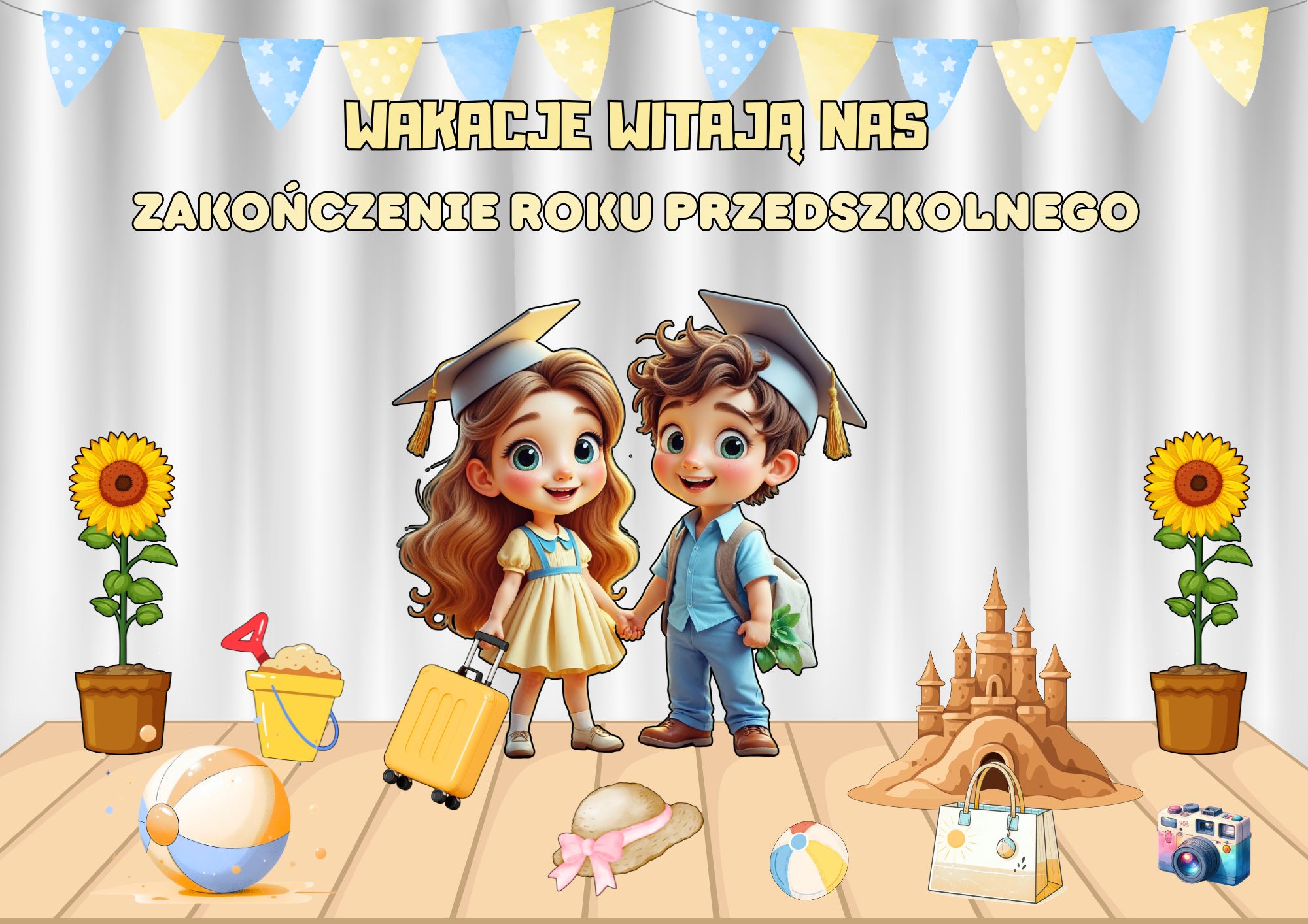 WAKACJE WITAJĄ NAS! Dekoracja na zakończenie roku przedszkolnego / szkolnego
