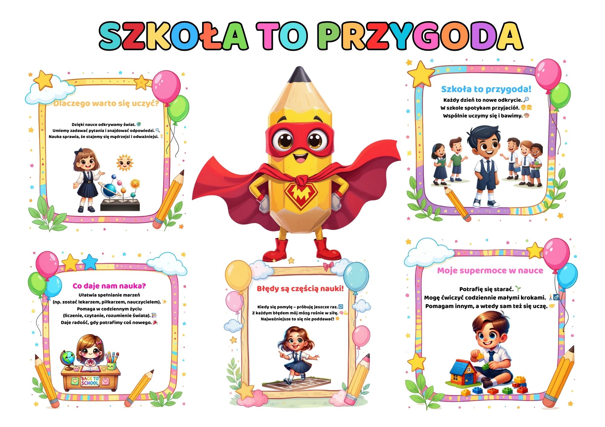 SZKOŁA TO PRZYGODA – pakiet PDF dla klas 1–3 MATERIAŁY NA GAZETKĘ/ TABLICĘ NA ROZPOCZĘCIE ROKU SZKOLNEGO