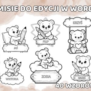 DZIEŃ PLUSZOWEGO MISIA / MISIE DO EDYCJI W WORD / MISIE Z IMIONAMI