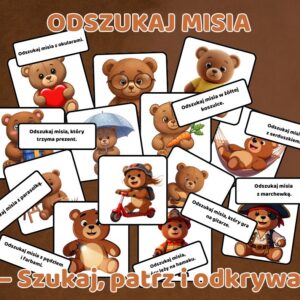OSZUKAJ MISIA- KARTY / DZIEŃ PLUSZOWEGO MISIA / SPOSTRZEGAWCZOŚĆ /ZABAWA