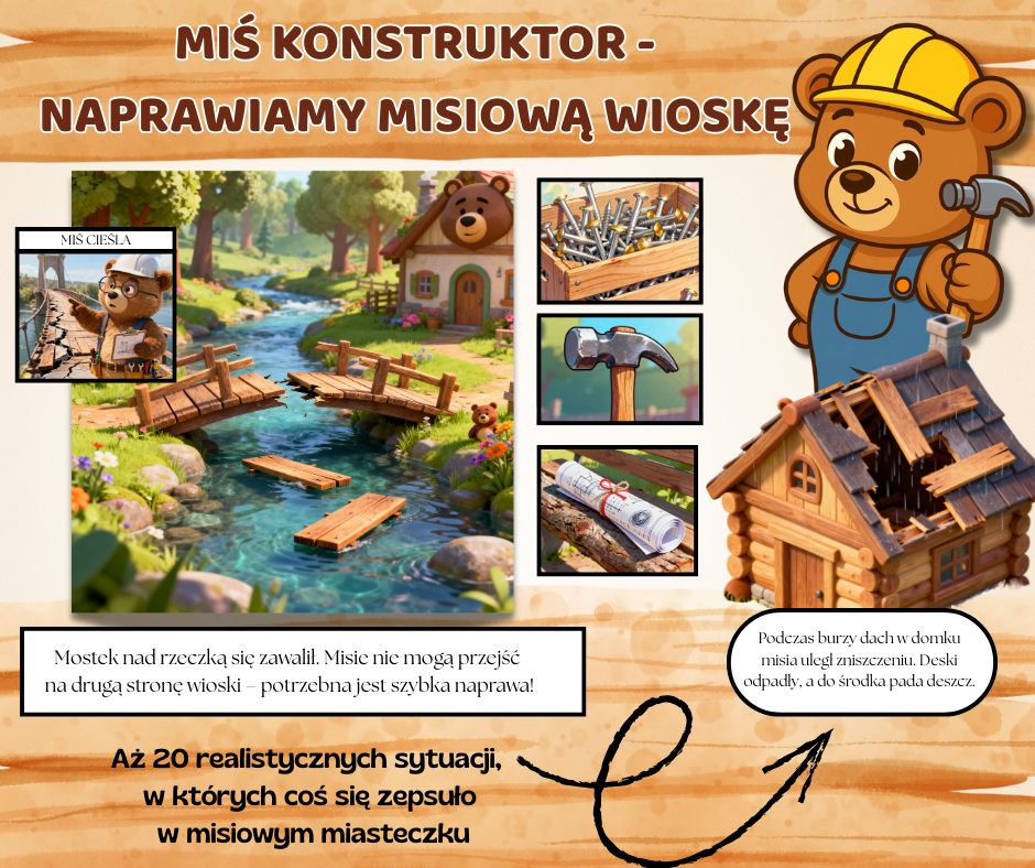 MIŚ KONSTRUKTOR - NAPRAWIAMY MISIOWE MIASTECZKO / DZIEŃ PLUSZOWEGO MISIA