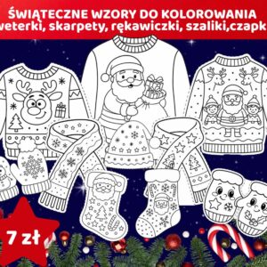 ZIMOWO ŚWIĄTECZNE KREATYWNE WZORY DO KOLOROWANIA MIKOŁAJKI