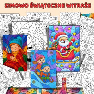 ZIMOWO ŚWIĄTECZNE WITRAŻE MIKOŁAJKI