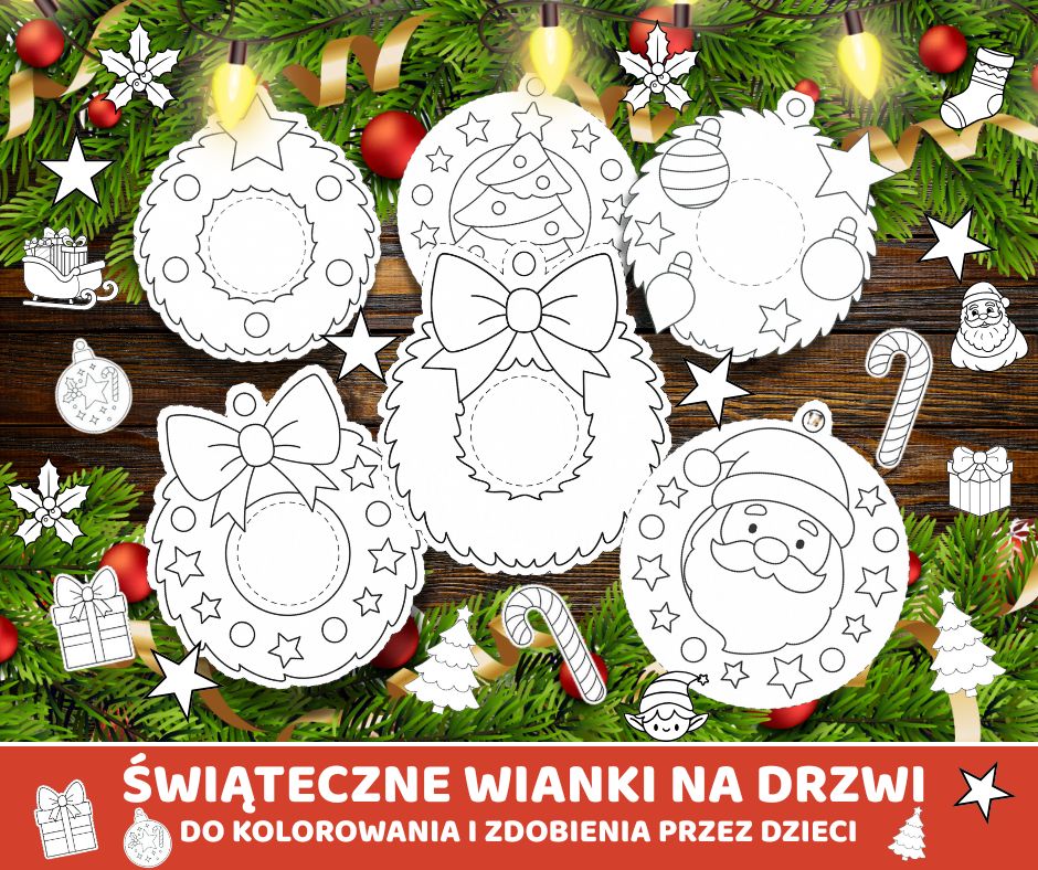 ŚWIĄTECZNE WIANKI NA DRZWI PRACA PLASTYCZNA