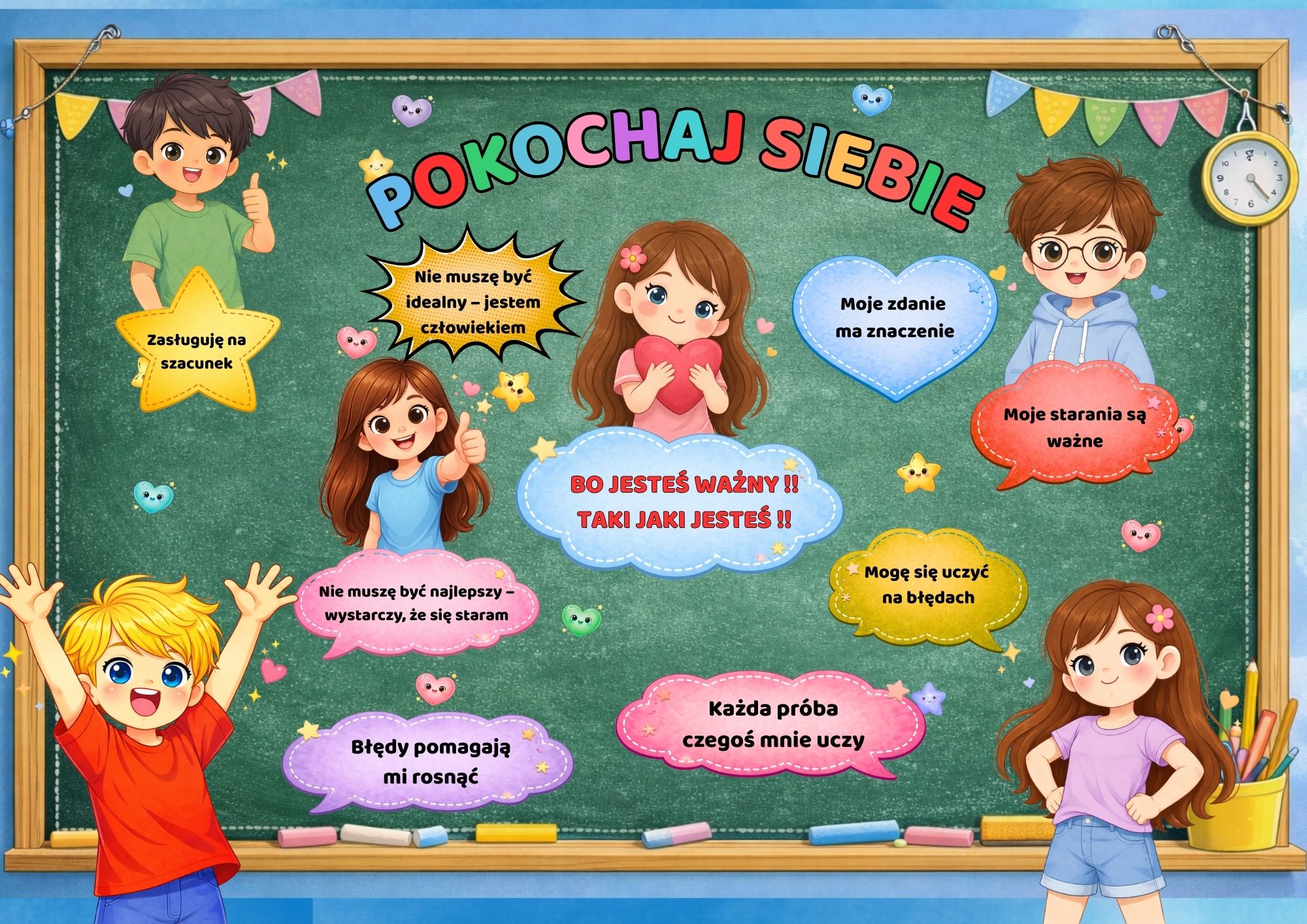 GAZETKA - POKOCHAJ SIEBIE / GAZETKA DLA PEDAGOGA PSYCHOLOGA DO SAL EDUKACYJNYCH EMOCJE