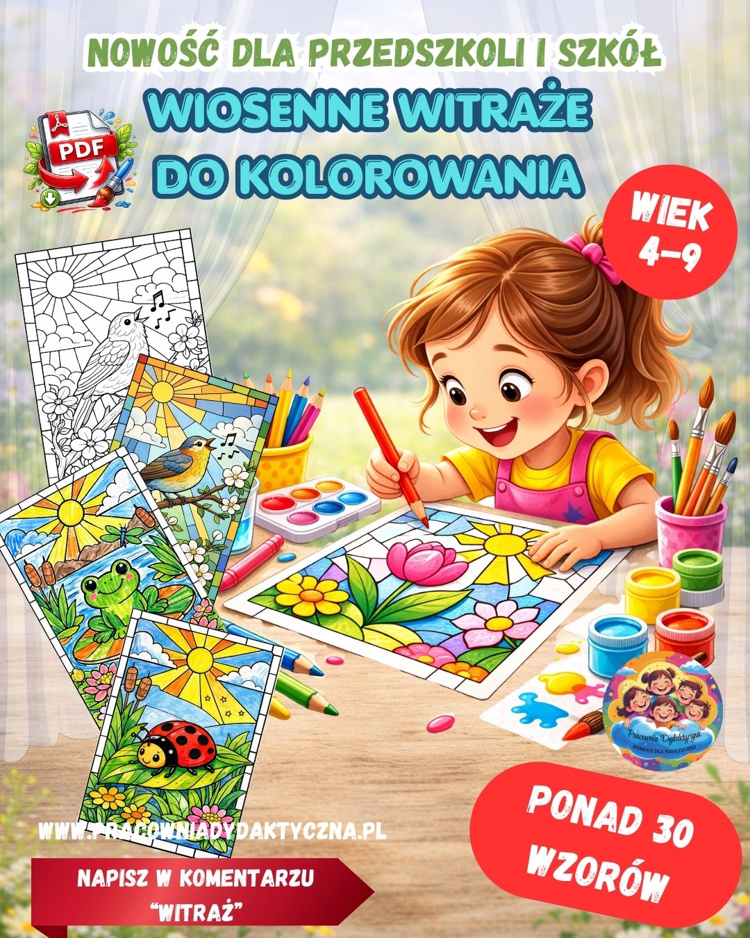 WIOSENNE WITRAŻE DO KOLOROWANIA