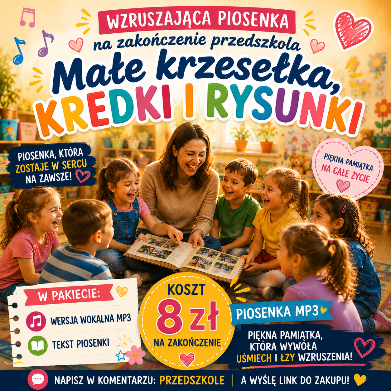 Małe krzesełka, kredki i rysunki – piosenka na zakończenie przedszkola