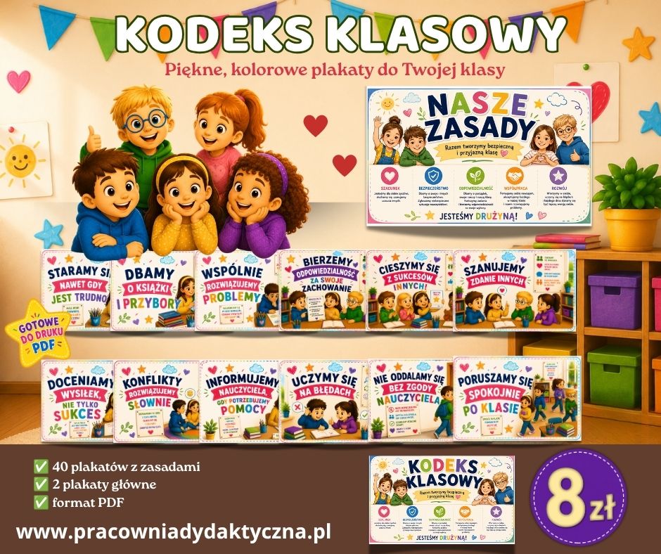KODEKS KLASOWY DLA KLAS PODSTAWOWYCH NASZE ZASADY 40 PLAKATÓW