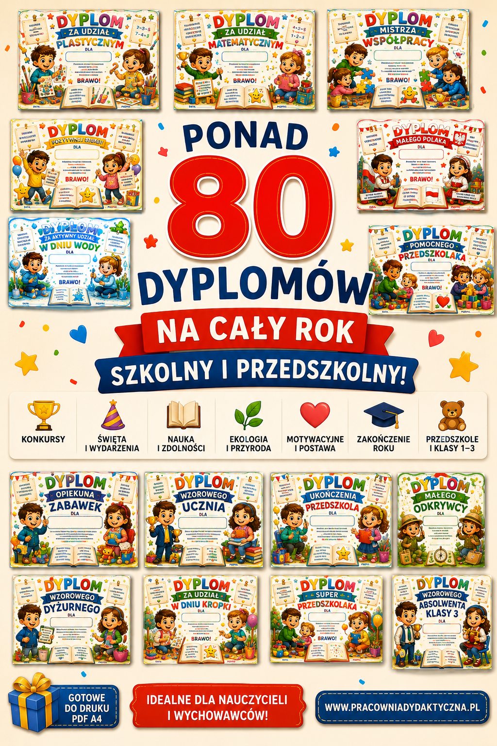 DYPLOMY NA CAŁY ROK SZKOLNY I PRZEDSZKOLNY