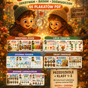 JESIEŃ – ODKRYWAM, BADAM, DOŚWIADCZAM | 46 plakatów edukacyjnych PDF | Przedszkole i klasy 1–3