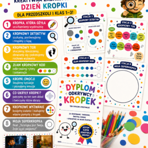KROPKOWE STACJE – 8 kreatywnych stacji na Dzień Kropki | Przedszkole i klasy 1–3 | PDF
