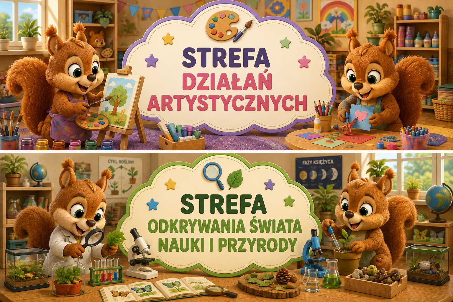 🏫 STREFY AKTYWNOŚCI DO GRUP PRZEDSZKOLNYCH – GRUPA WIEWIÓRKI