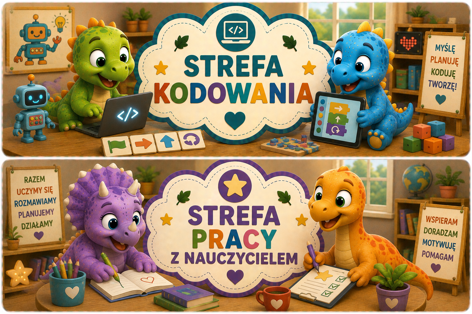 🏫 STREFY AKTYWNOŚCI DO GRUP PRZEDSZKOLNYCH – GRUPA DINOZAURY / DINUSIE