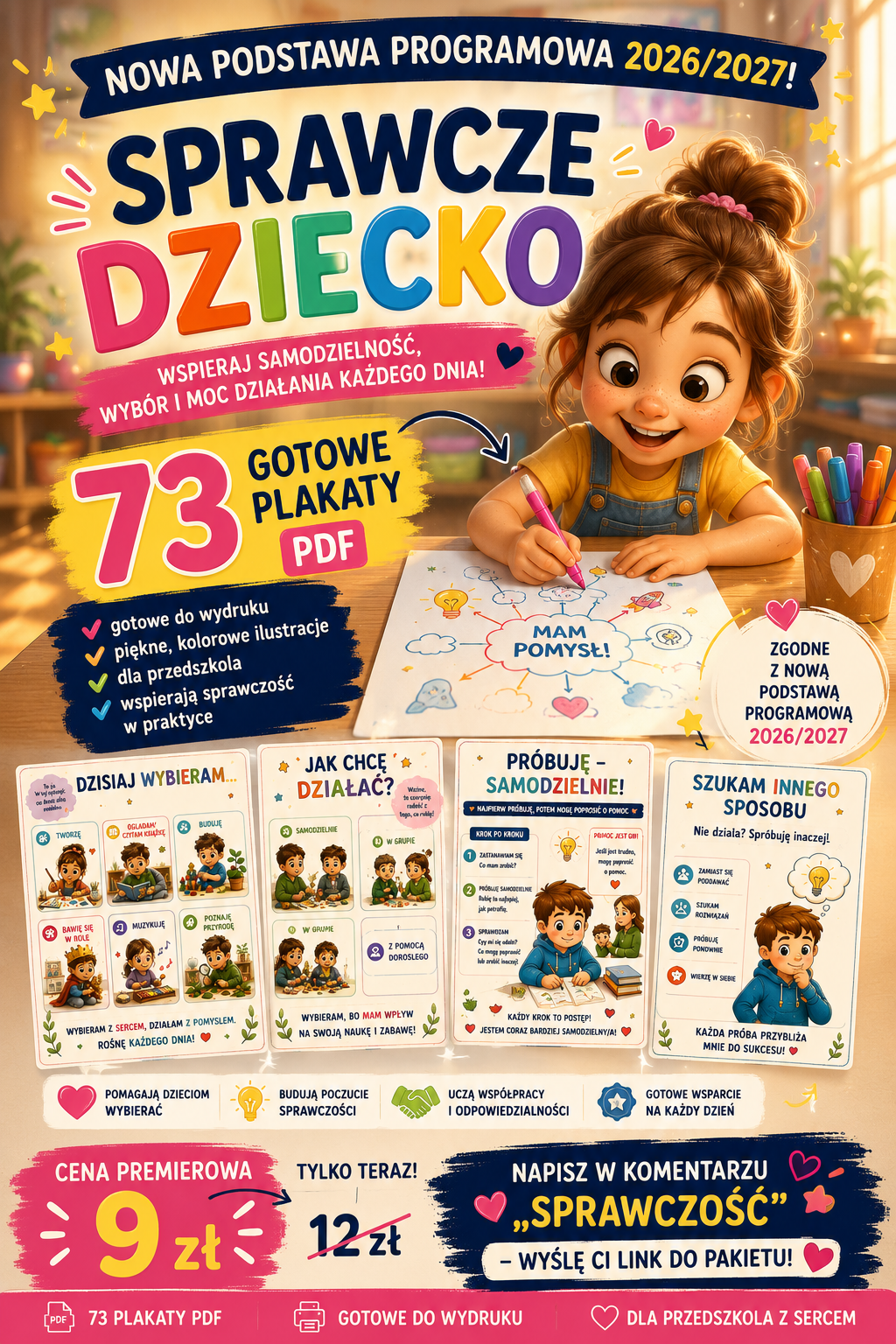 SPRAWCZE DZIECKO – 73 plakaty edukacyjne PDF | Nowa podstawa programowa 2026 | KLASY 1-3 i przedszkole
