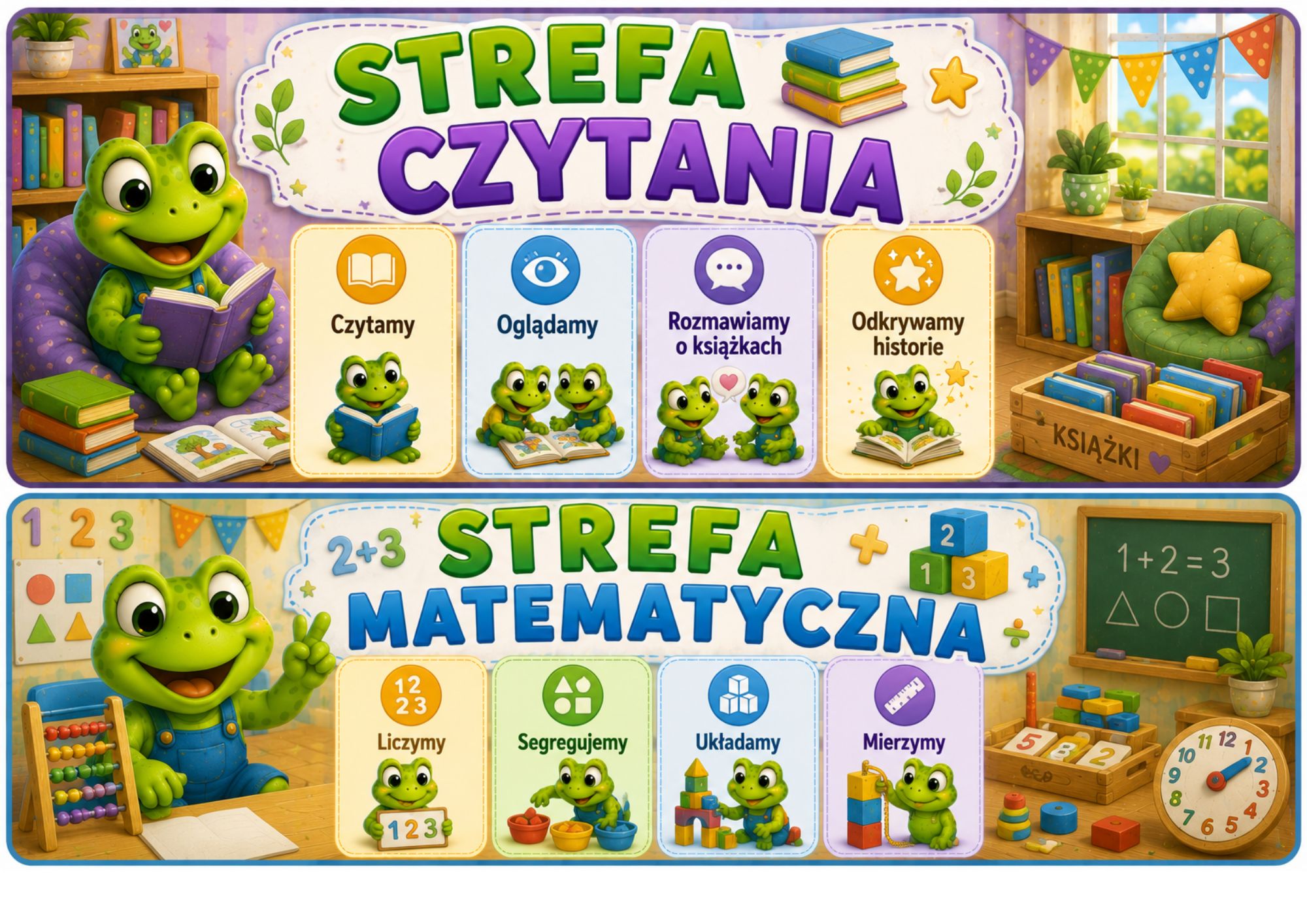 🏫 STREFY AKTYWNOŚCI DO GRUP PRZEDSZKOLNYCH – GRUPA ŻABKI