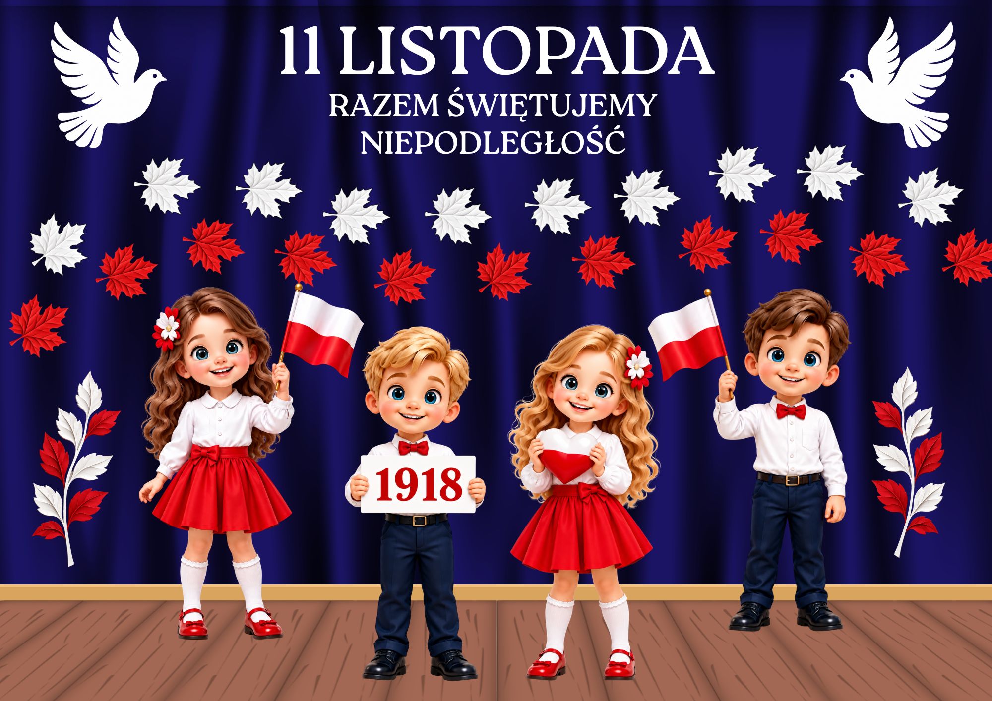 DEKORACJA NA 11 LISTOPADA ŚWIĘTO NIEPODLEGŁOŚCI Duża gazetka patriotyczna PDF ok. 170 × 140 cm