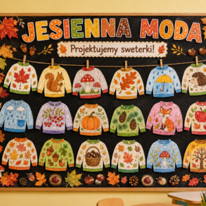 JESIENNE SWETERKI DO KOLOROWANIA 34 WZORY + NAPIS JESIENNA MODA