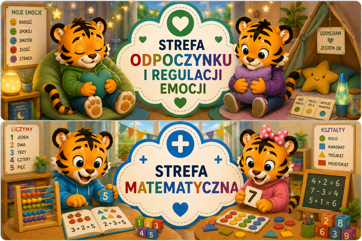 🏫 STREFY AKTYWNOŚCI DO GRUP PRZEDSZKOLNYCH – GRUPA TYGRYSKI