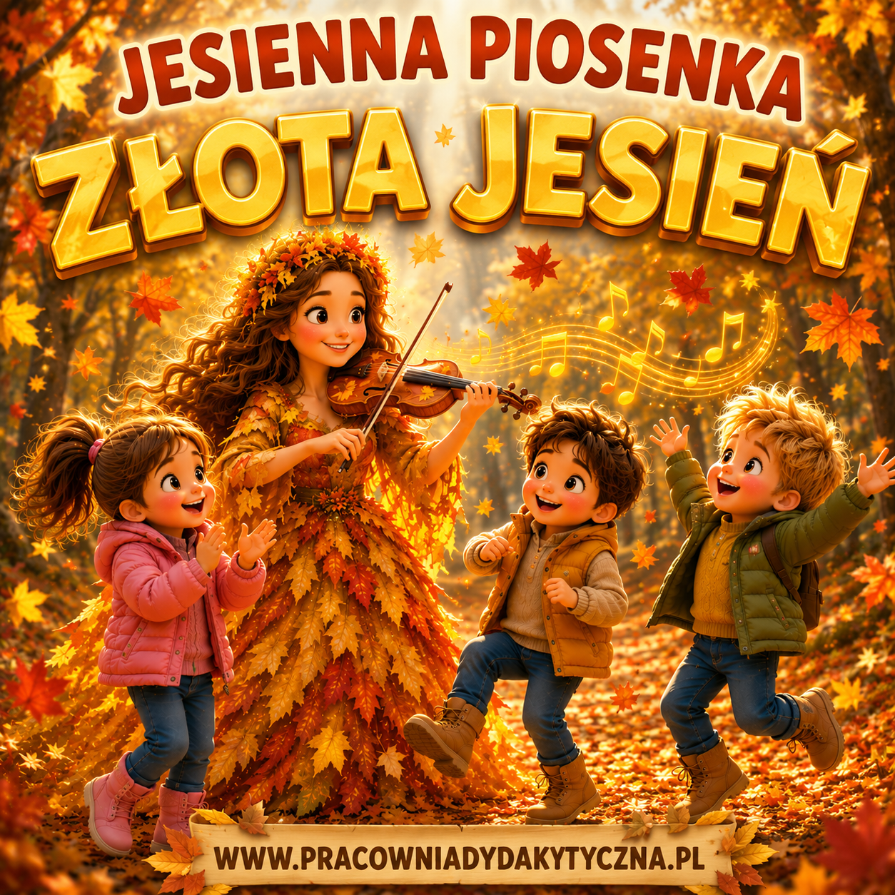 🍂 ZŁOTA JESIEŃ – piosenka o jesieni dla przedszkola i klas 1–3 | MP3 + PDF
