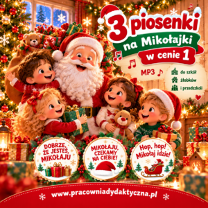 Piosenki na Mikołajki dla dzieci – 3 piosenki MP3 w cenie 1! Pakiet do przedszkola, żłobka i szkoły